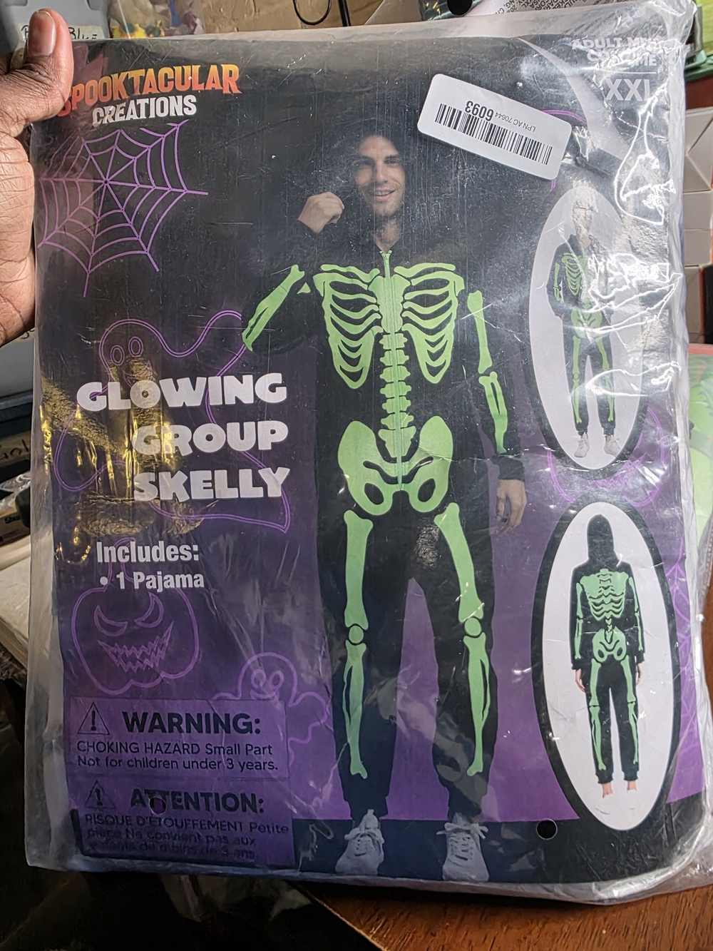 Spooktacular Creations Men's Glowing Green Skeleton Pajama - XXL A2